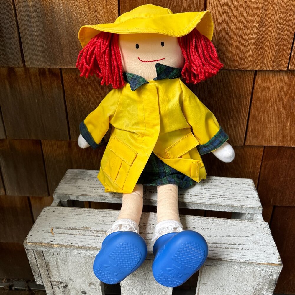 EUC 1990 Yellow Raincoat Madeline 18" Cloth Doll by EDEN - Rare - Vintage